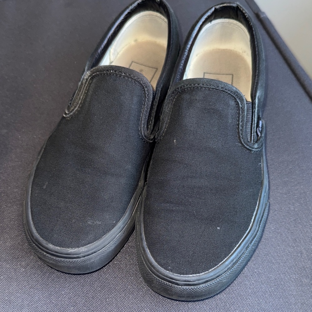 Vans Black Slip-On Kids Shoes size 3.5 US men 5 women
